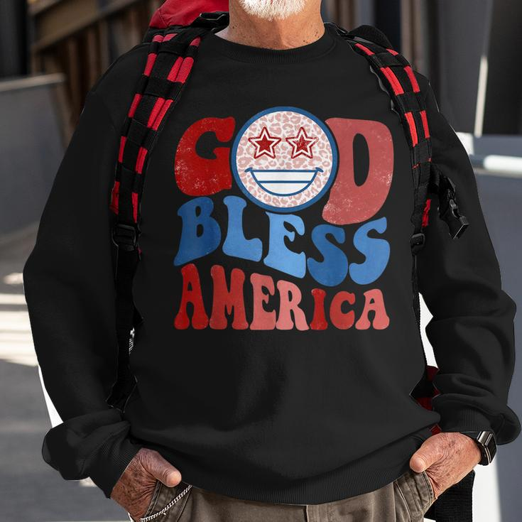 Vintage God Bless America Leopard 4Th Of July Patriotic Day Sweatshirt Gifts for Old Men