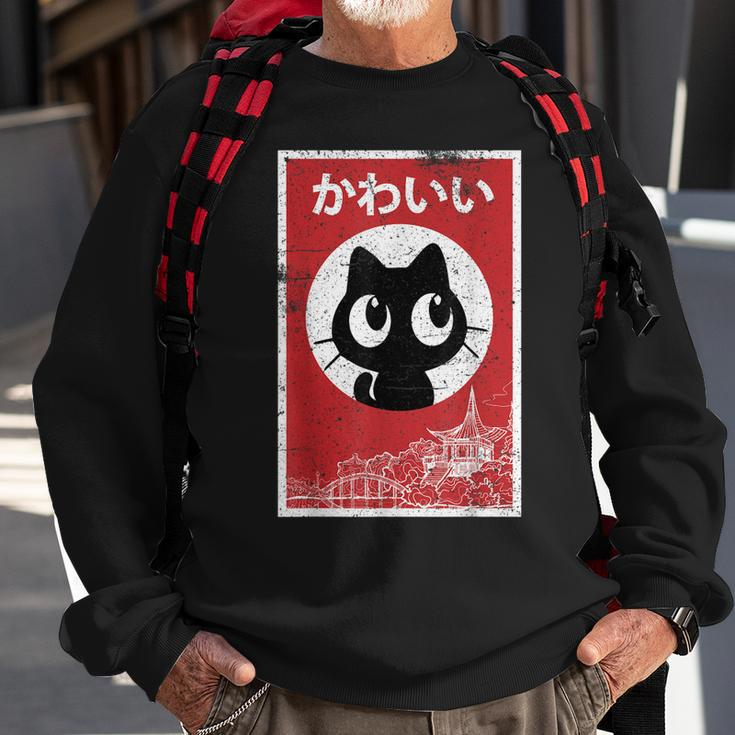 Vintage Kawaii Black Cat Ramen Lover Retro Japanese Food V2 Sweatshirt Gifts for Old Men