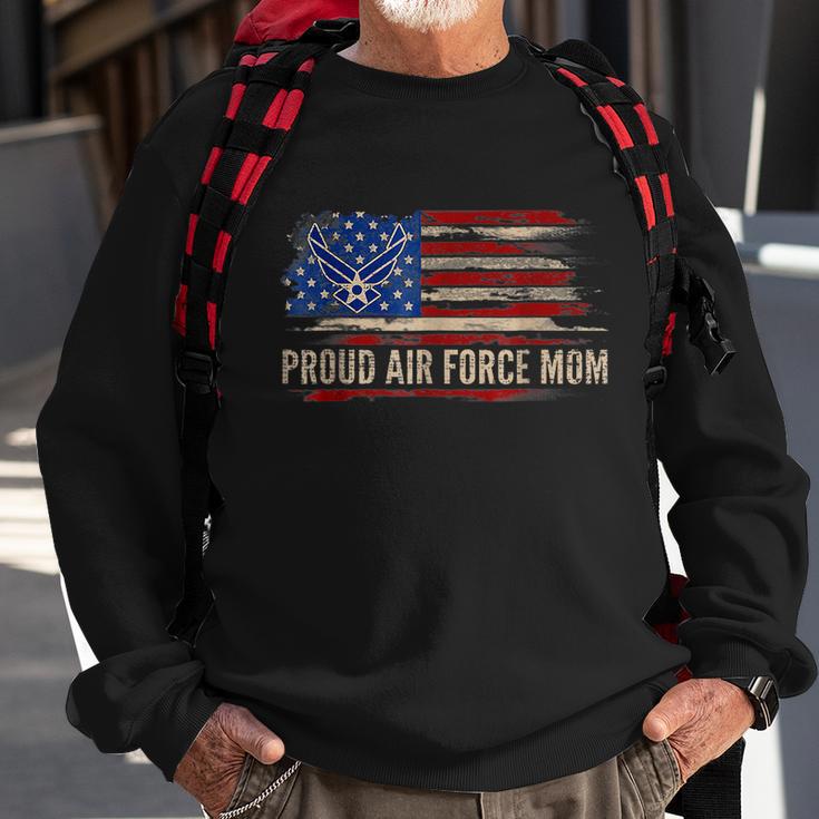 Vintage Proud Air Force Mom American Flag Veteran Gift Sweatshirt Gifts for Old Men