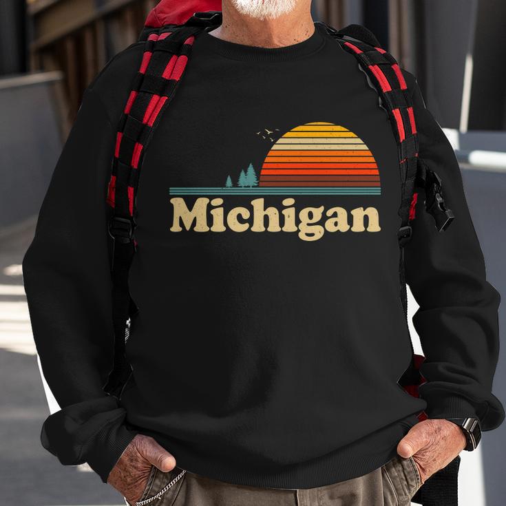 Vintage Retro Michigan Sunset Logo V2 Sweatshirt Gifts for Old Men