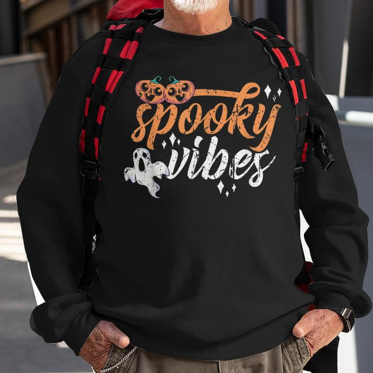 Vintage Spooky Vibes Halloween Novelty Graphic Art Design Sweatshirt Gifts for Old Men