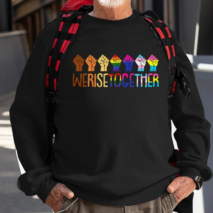We Rise Together Black Lgbt Raised Fist Pride Equality Sweatshirt Gifts for Old Men