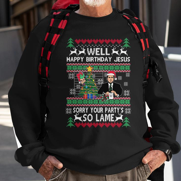 Well Happy Birthday Jesus Funny Quote Office Ugly Christmas Sweatshirt Gifts for Old Men