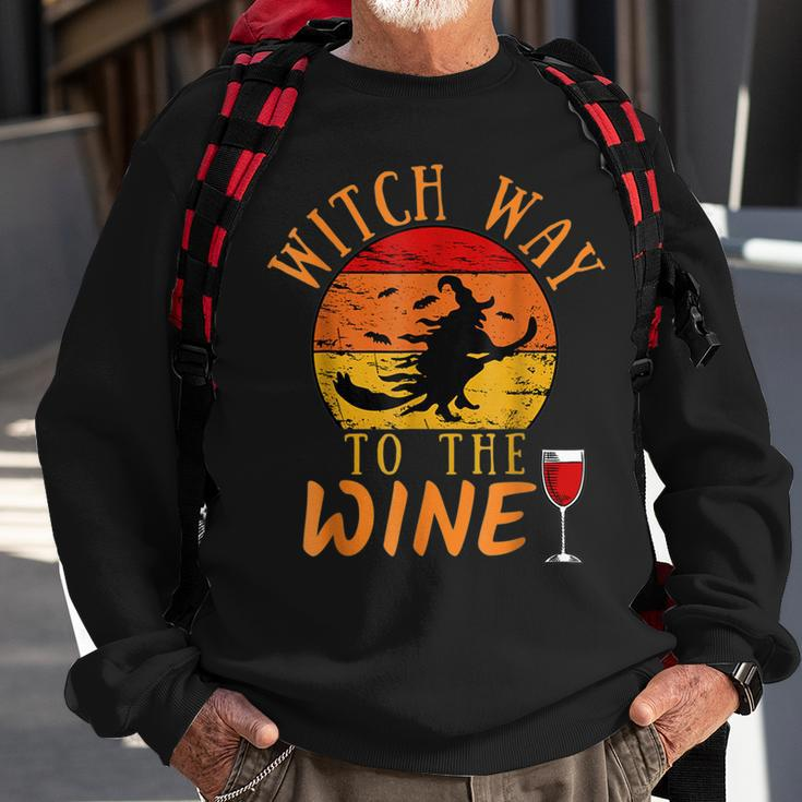 Witch Way To The Wine Funny Halloween Party Wine Witch Lover Sweatshirt Gifts for Old Men