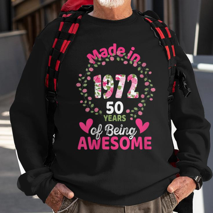 Womens 50 Years Old 50Th Birthday Born In 1972 Women Girls Floral Sweatshirt Gifts for Old Men