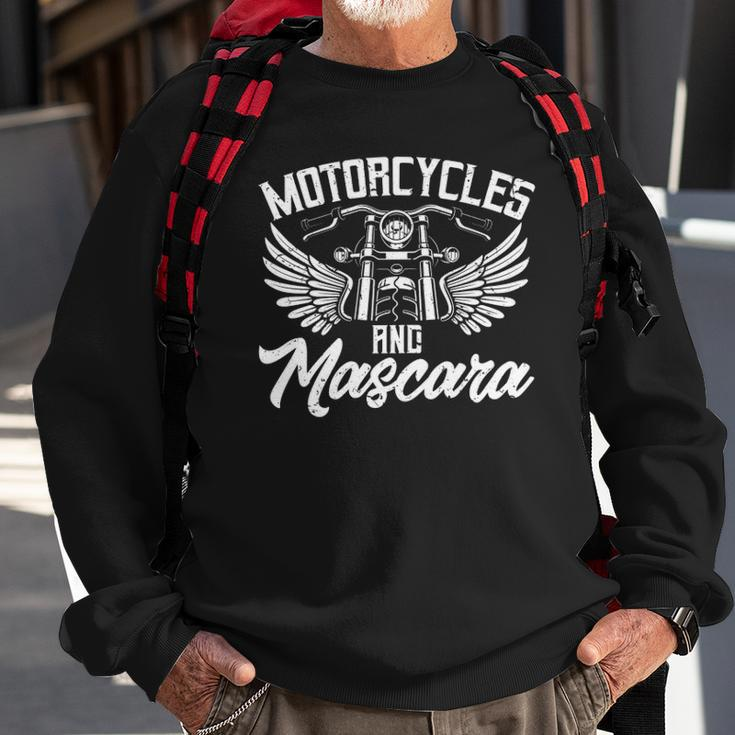 Womens Biker Lifestyle Quotes Motorcycles And Mascara Sweatshirt Gifts for Old Men