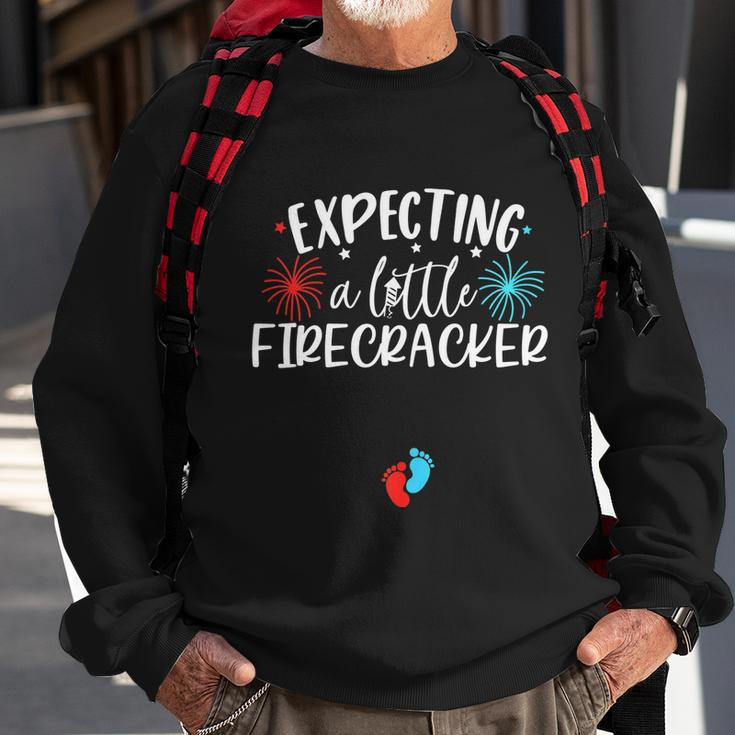 Womens Expecting A Little Firecracker Funny 4Th Of July Pregnant Sweatshirt Gifts for Old Men