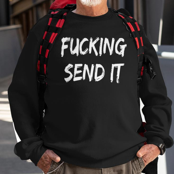 Womens Fucking Send It Snowmobile Fan Gift Sweatshirt Gifts for Old Men