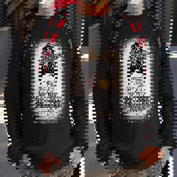 Womens Messy Bun Mom Of Both Baseball Softball Busy Raising Ballers Men Women Sweatshirt Graphic Print Unisex Gifts for Old Men Womens Messy Bun Mom Of Both Baseball Softball Busy Raising Ballers Men Women Sweatshirt Graphic Print Unisex Gifts for Old Men