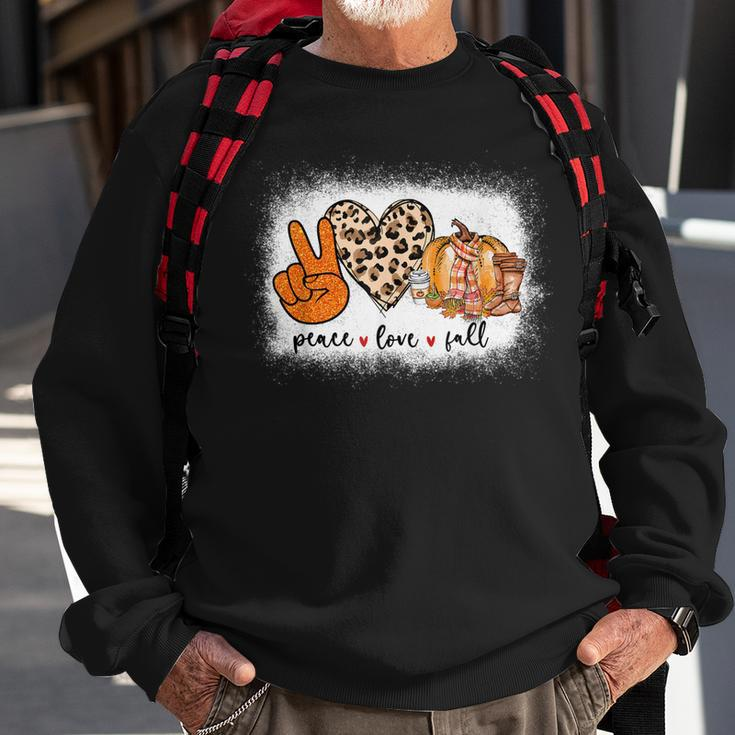 Womens Peace Love Fall Bleached Thanksgiving Fall Sweatshirt Gifts for Old Men