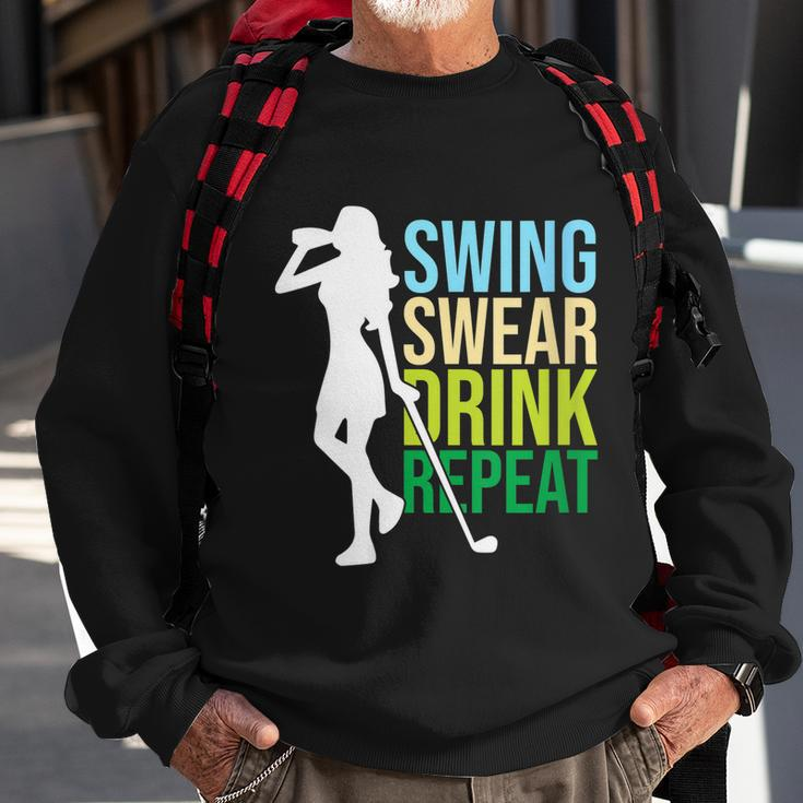 Womens Swing Swear Drink Repeat Love Golf Sweatshirt Gifts for Old Men