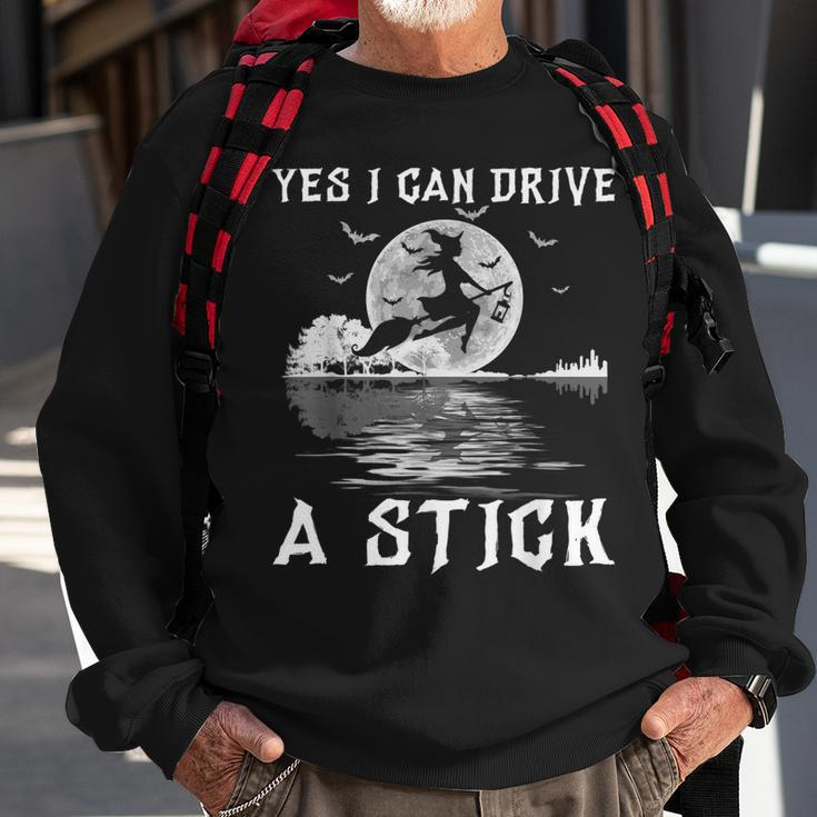 Yes I Can Drive A Stick Halloween Witch Riding Broomstick Sweatshirt Gifts for Old Men