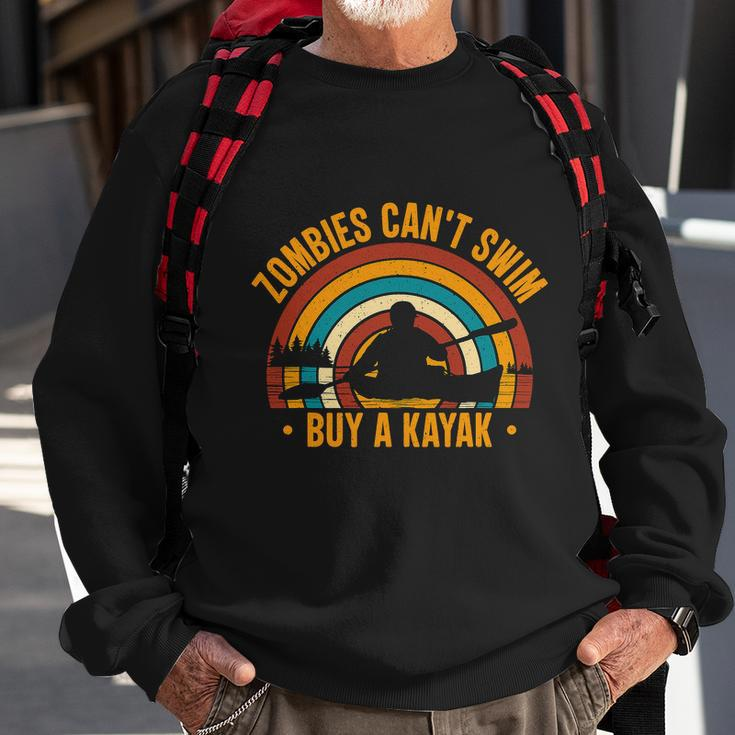 Zombies Cant Swim Buy Kayak Fishing Retro Sweatshirt Gifts for Old Men