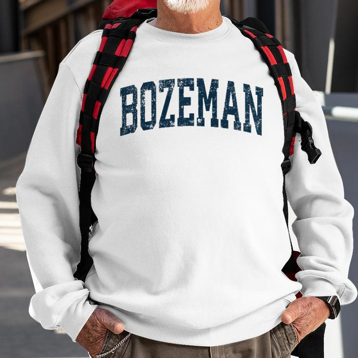 Bozeman Montana Mt Vintage Athletic Sports Navy Design Sweatshirt Gifts for Old Men