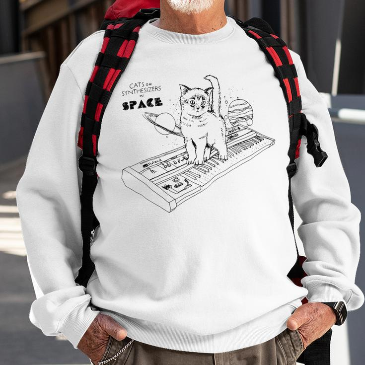 Cats On Synthesizers In Space Cat Owner Sweatshirt Gifts for Old Men