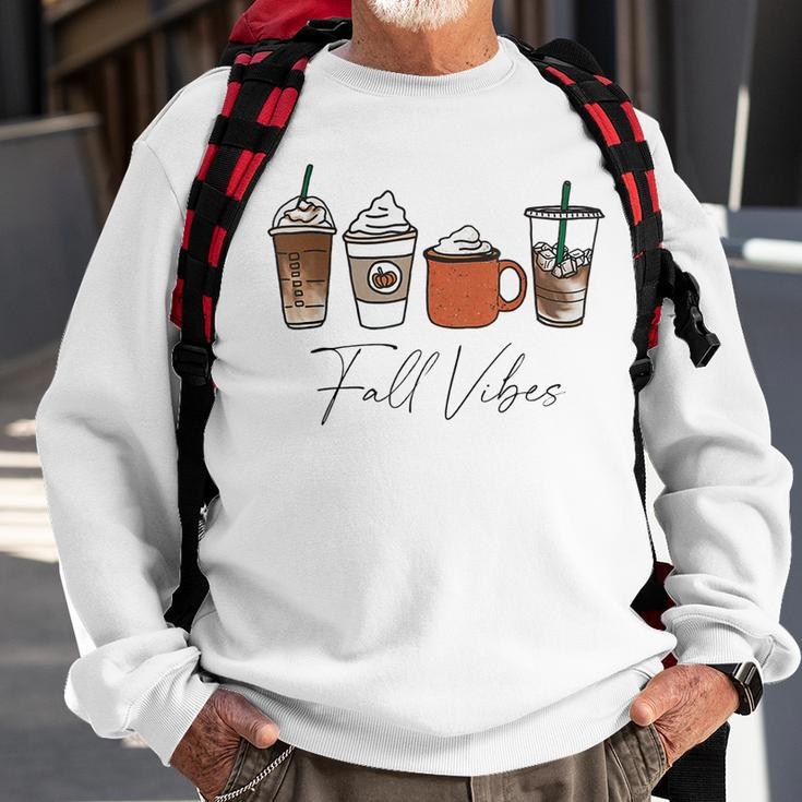 Cute Fall Vibes Coffee Pumpkin Spice Latte Drinks Autumn Sweatshirt Gifts for Old Men