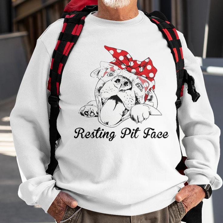 Dog Pitbull Resting Pit Face For Dogs Sweatshirt Gifts for Old Men