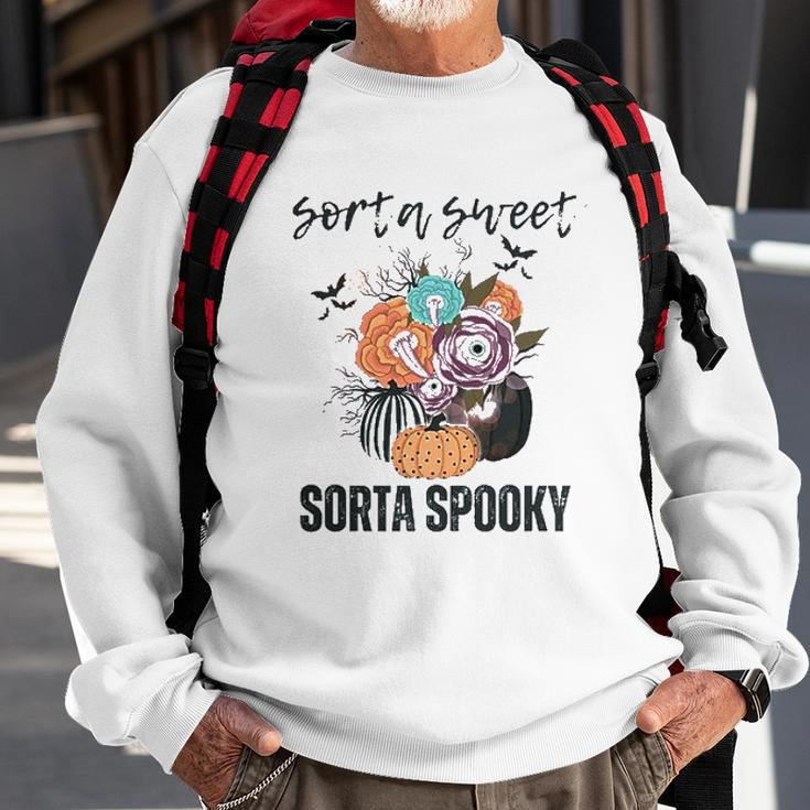 Halloween Sorta Sweet Sorta Spooky Pumpkin Florals Gift Sweatshirt Gifts for Old Men