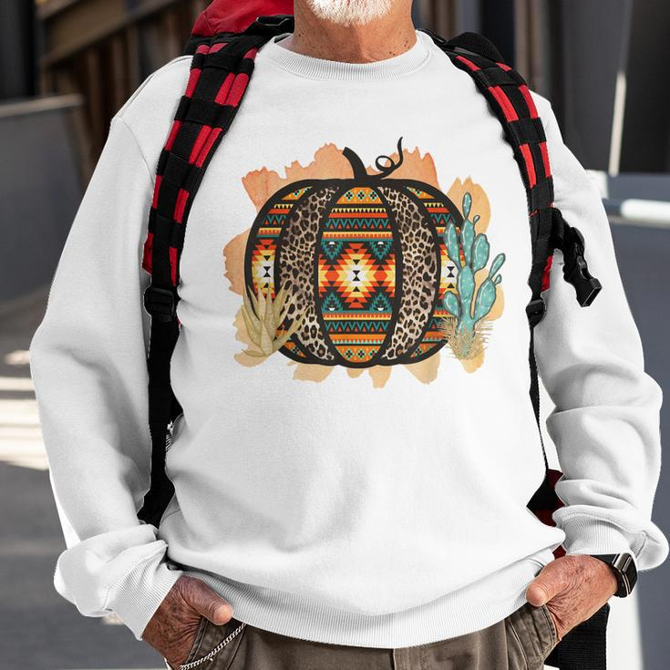 Halloween Western Aztec Leopard Pumpkin Cactus Cowgirl Rodeo Sweatshirt Gifts for Old Men