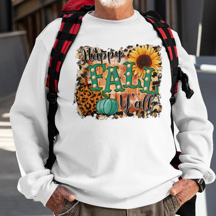 Happy Fall Yall Leopard Pumpkin Fall Vibes Autumn Gift Sweatshirt Gifts for Old Men