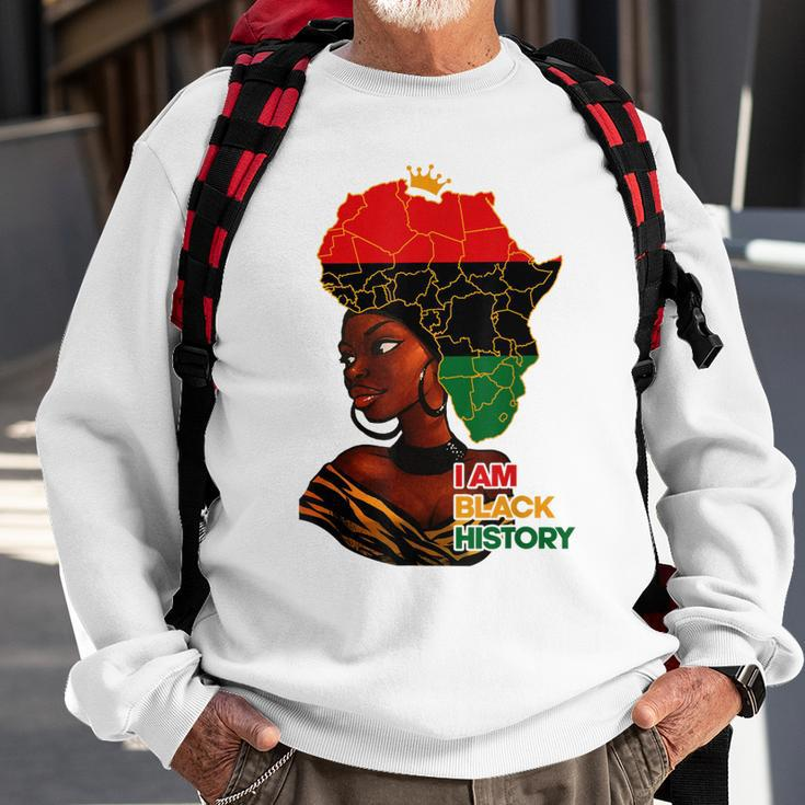 I Am Black History Melanin Pride Africa Map Hair Black Queen V2 Sweatshirt Gifts for Old Men
