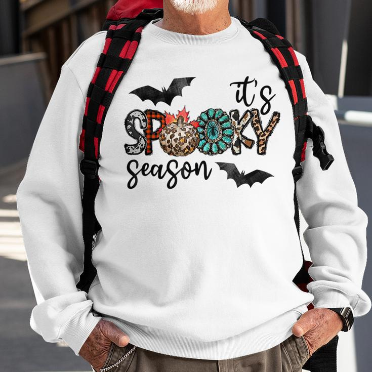 Leopard Turquoise Plaid Halloween Spooky Season Fall Autumn Sweatshirt Gifts for Old Men