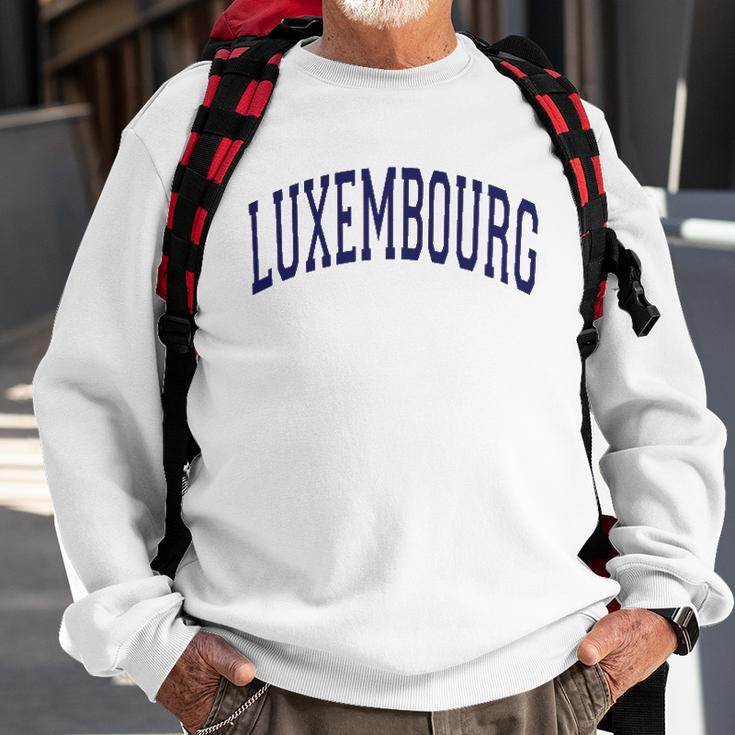 Luxembourg Varsity Style Navy Blue Text Sweatshirt Gifts for Old Men