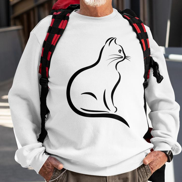 Minimalist Cute Black Cat Owner Feline Art Kitten Lover V2 Sweatshirt Gifts for Old Men
