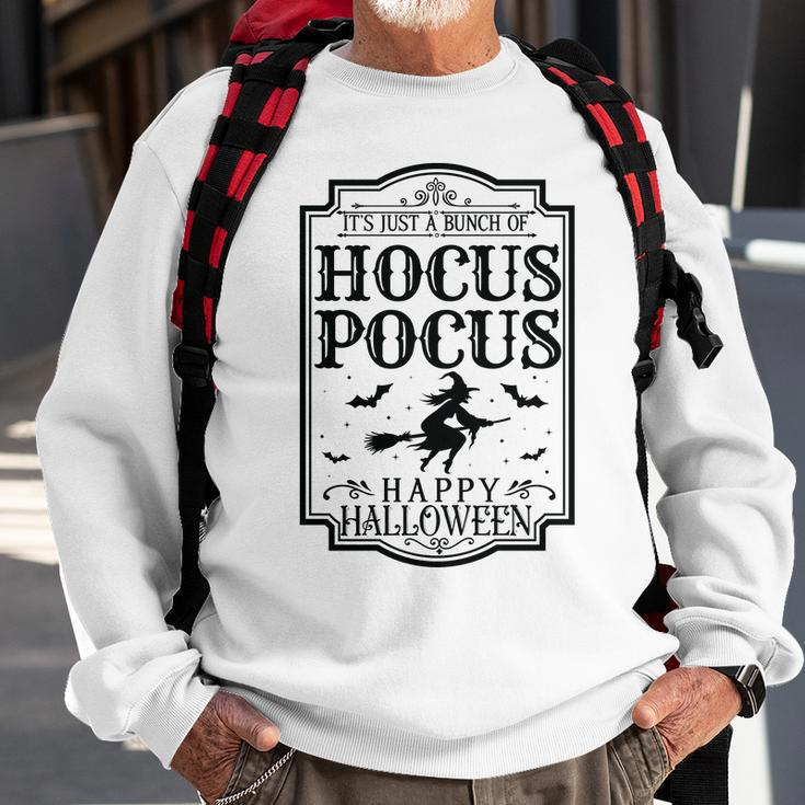 Vintage Halloween Sign ItS Just A Bunch Of Hocus Pocus Men Women Sweatshirt Graphic Print Unisex Gifts for Old Men