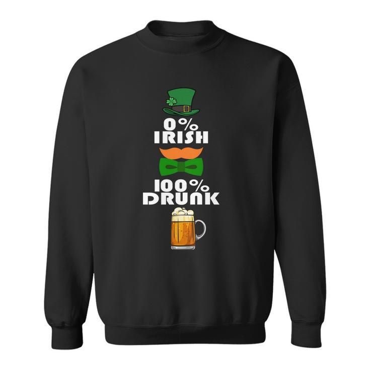 0 Percent Irish 100 Percent Drunk Irish Hipster Graphic Design Printed Casual Daily Basic Sweatshirt