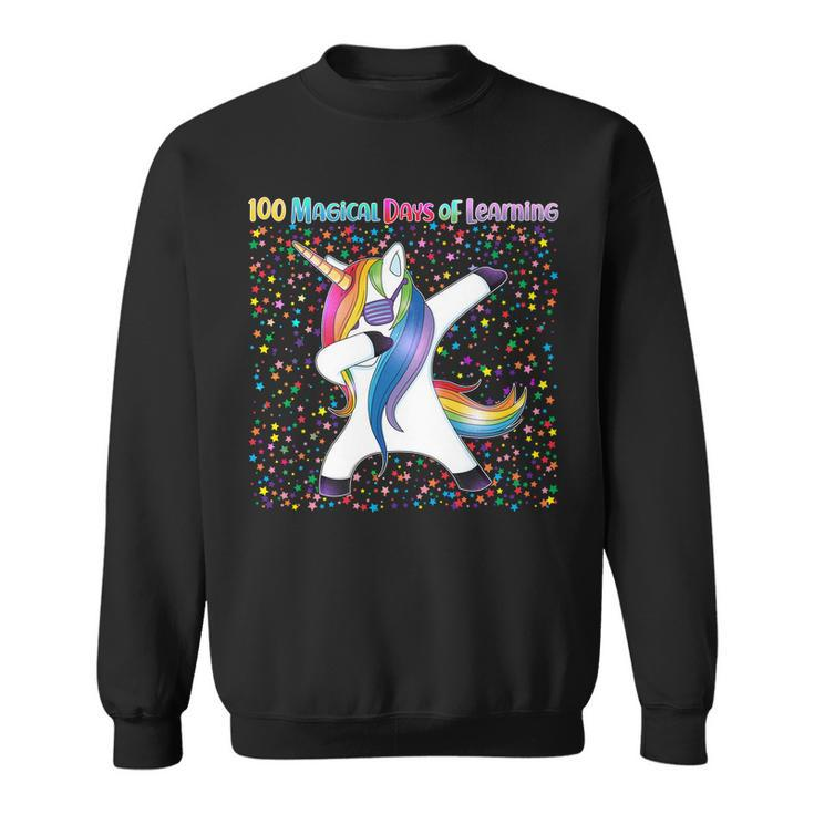 100 Magical Days Of Learning Dabbing Unicorn Graphic Design Printed Casual Daily Basic Sweatshirt