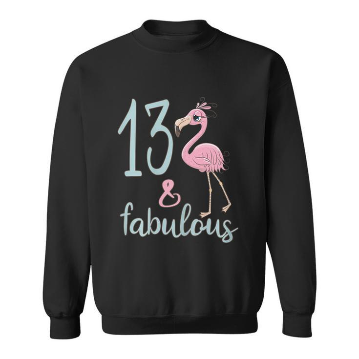 13Th Birthday Flamingo Outfit Girls 13 Year Old Bday Sweatshirt