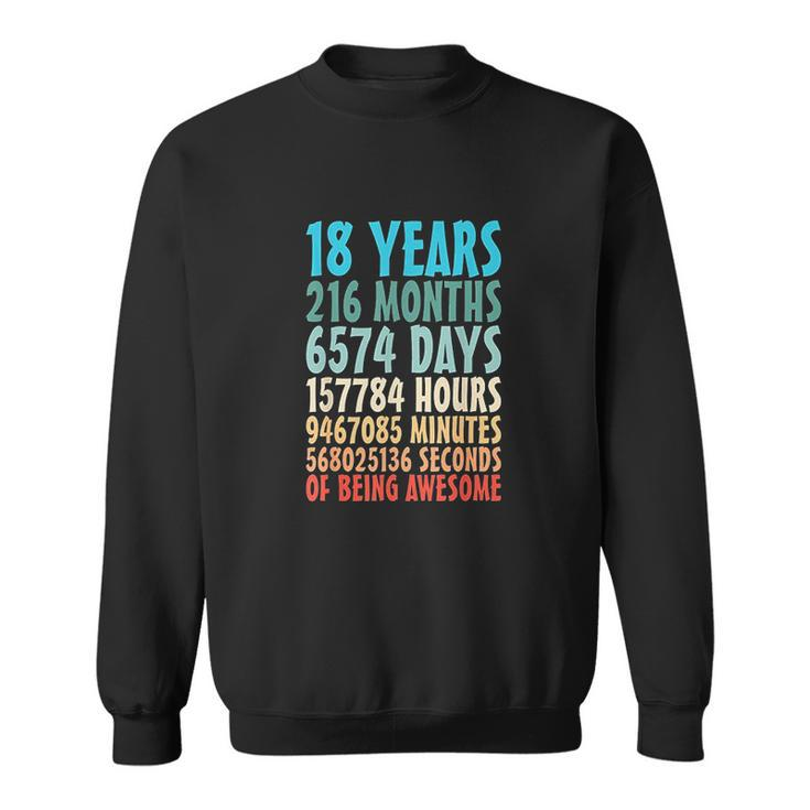 18 Years Of Being Awesome 18 Yr Old 18Th Birthday Countdown Men Women Sweatshirt Graphic Print Unisex