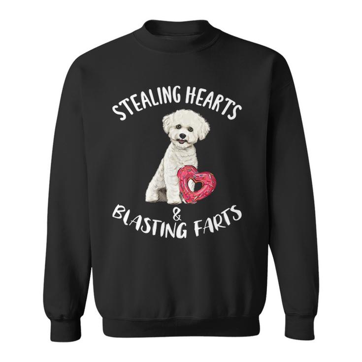 Stealing Hearts Blasting Farts Bichons Frise Valentines Day Sweatshirt