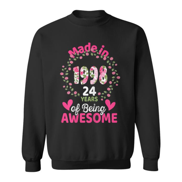 24 Years Old 24Th Birthday Born In 1998 Women Girls Floral  Sweatshirt
