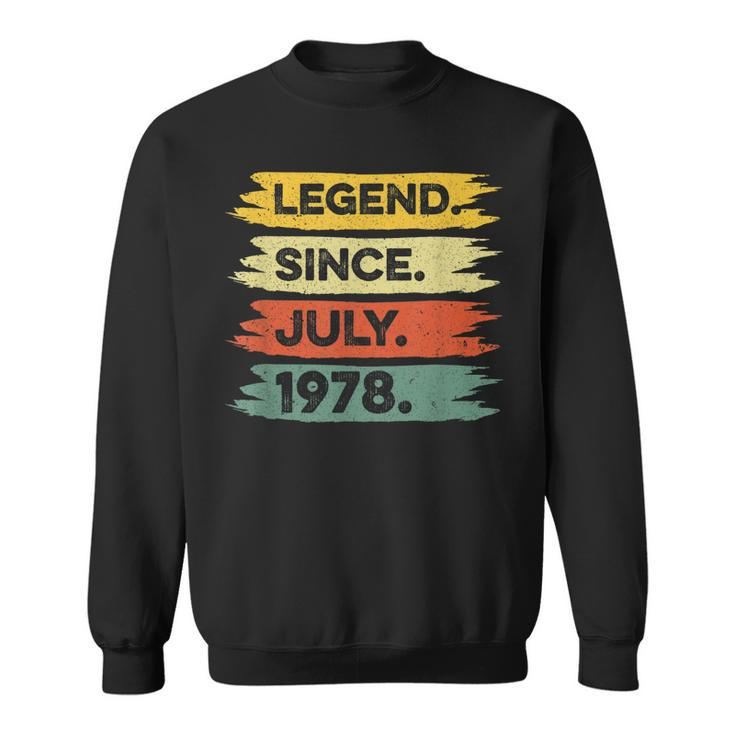 44Th Birthday Retro Vintage Legend Since July 1978  Sweatshirt