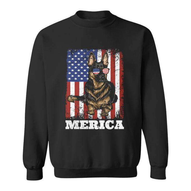 4Th Of July German Shepherd Dog American Flag Merica Cute Gift Sweatshirt