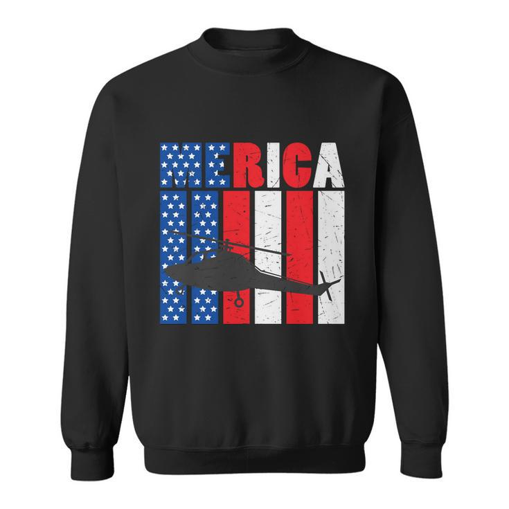 4Th Of July Helicopter American Flag Proud American Sweatshirt