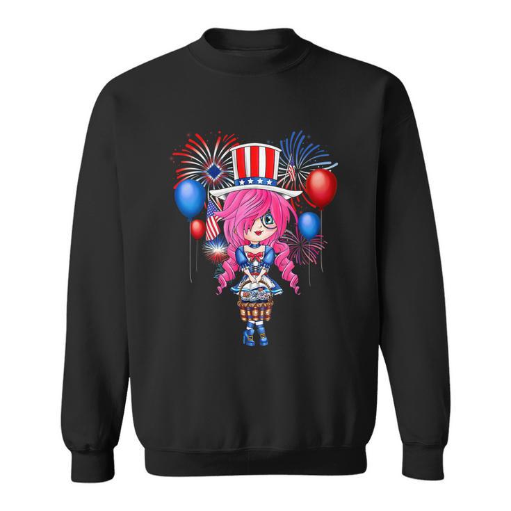 4Th Of July Japanese Anime Merch Cute Manga Teen Girls Women Sweatshirt