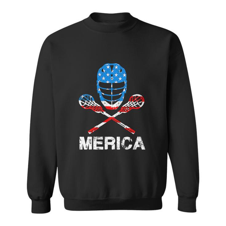 4Th Of July Merica Lacrosse American Flag Sweatshirt