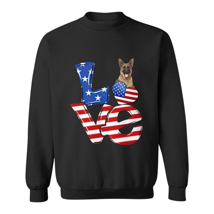 4Th Of July Patriotic Love German Shepherd American Flag Gift Sweatshirt