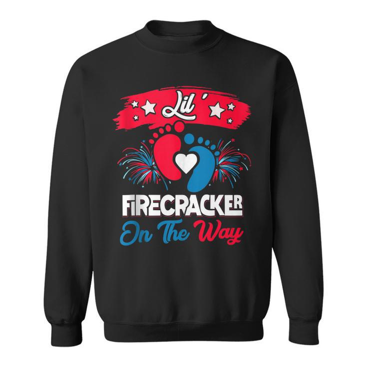 4Th Of July Pregnancy Patriotic Lil Firecracker On The Way  Sweatshirt