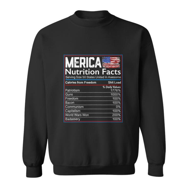 4Th Of July Proud American Shirt Merica Nutrition Facts Sweatshirt