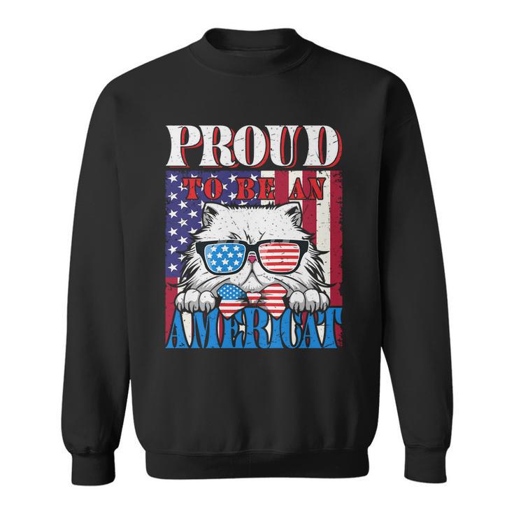 4Th Of July Proud To Be An American Cat Lover Sweatshirt