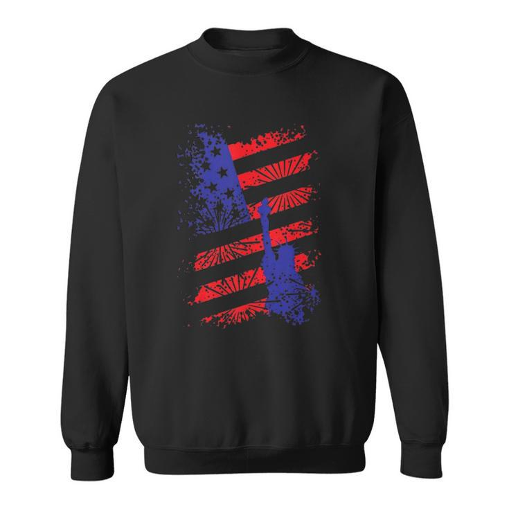 4Th Of July Usa Flag American Patriotic Statue Of Liberty Sweatshirt