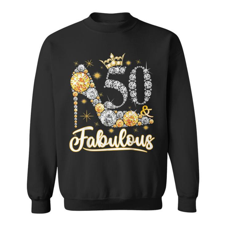 50 & Fabulous 50 Years Old 50Th Birthday Diamond Crown Shoes  V2 Sweatshirt
