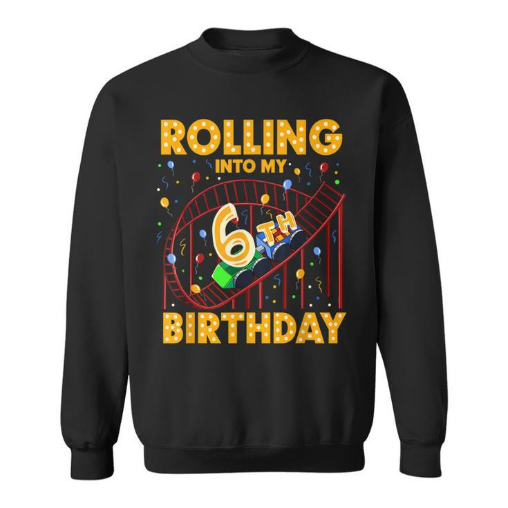 6Th Birthday Rollercoaster Amusement Park Boys Girl Birthday  Men Women Sweatshirt Graphic Print Unisex