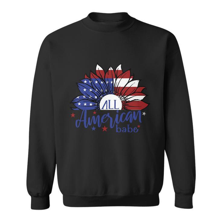 All American Babe Sunflower American Flag 4Th Of July Sweatshirt