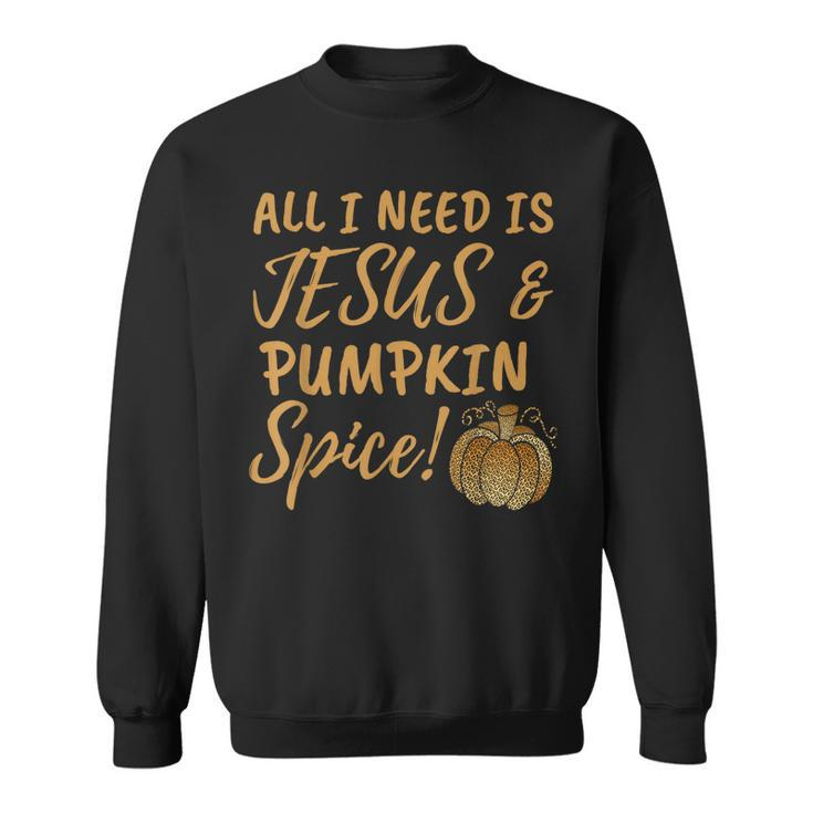 All I Need Is Jesus And Pumpkin Spice Leopard Fall Women Kid  Sweatshirt
