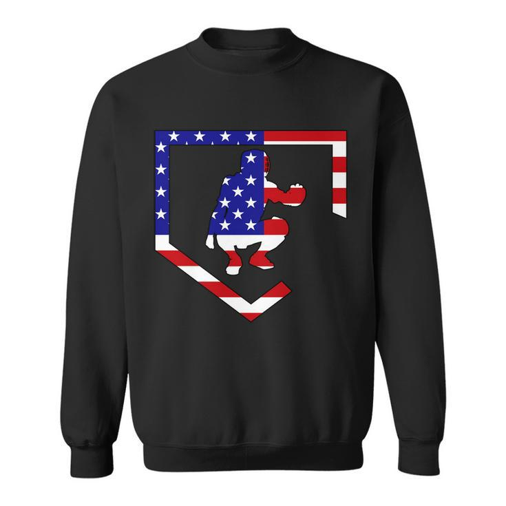 American Baseball Catcher Flag Tshirt Sweatshirt